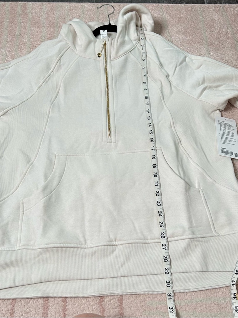 NWT Lululemon Scuba Oversized Half Zip Long Hoodie Size XL/XXL Ivory Gold - Picture 11 of 12